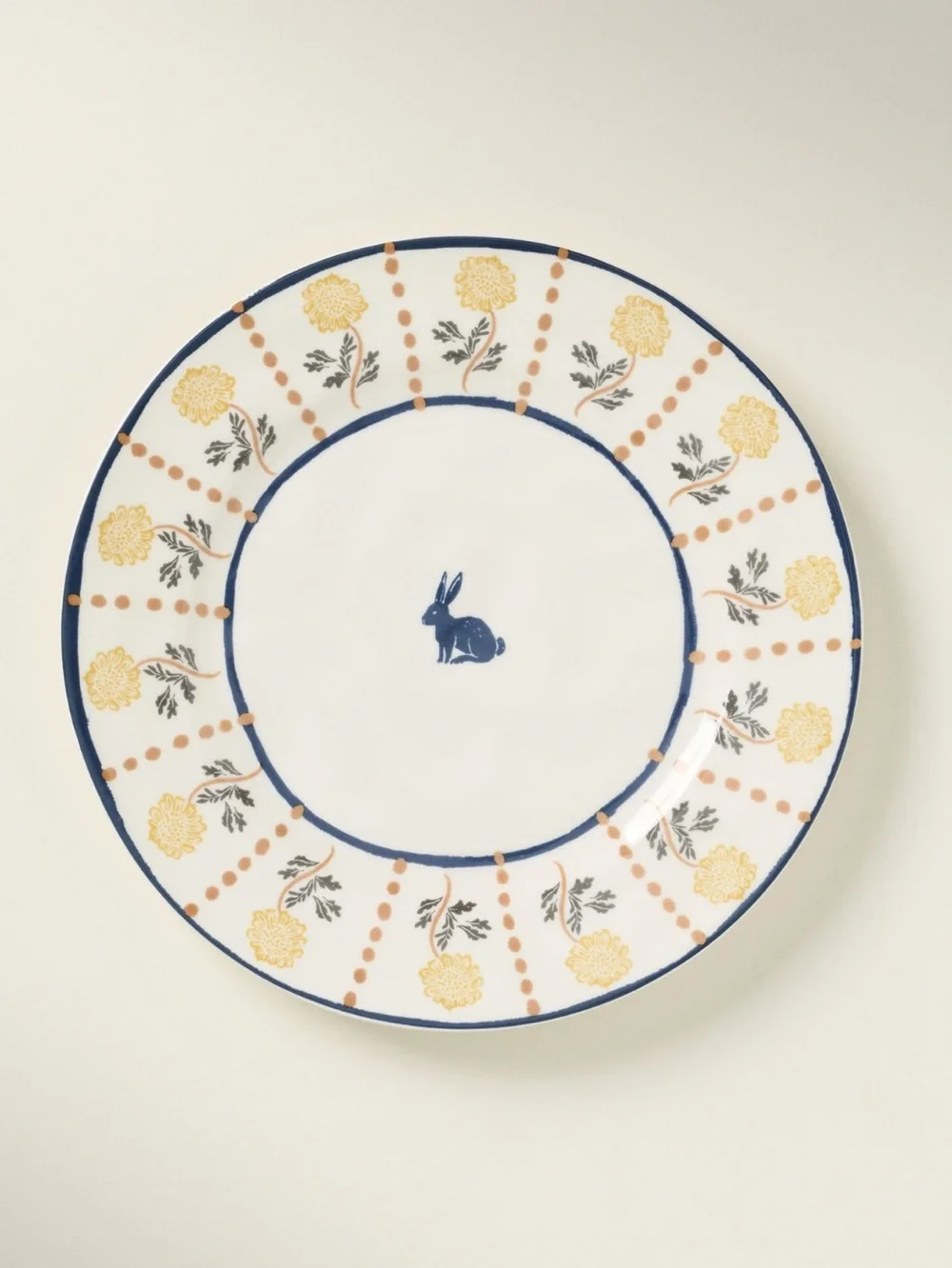 Anthropologie Mille Stoneware Plate Side Dessert New Farm Bunny Blue 8.25”